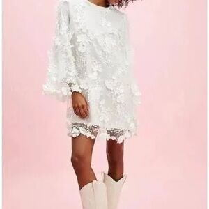 NWT FREE PEOPLE X MESTIZA NEW YORK FLORAL MINI DRESS IVORY, X SMALL